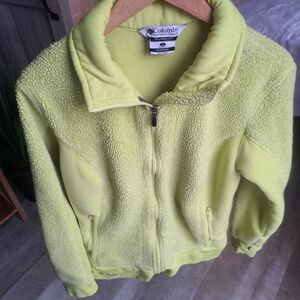 Columbia Interchange Large Jacket Womens Green Neon Fleece Full Zip Lightweight